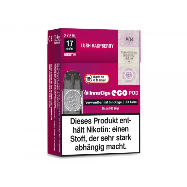 InnoCigs - Eco Pod Lush Raspberry 17mg/ml (2 Stückpro Packung)
