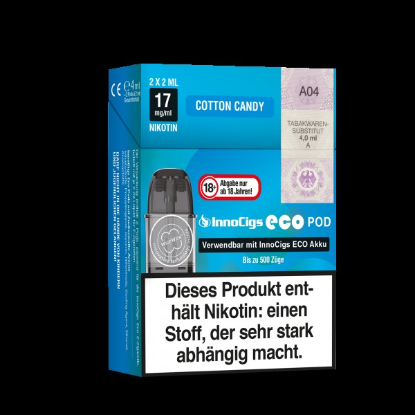 InnoCigs - Eco Pod Cotton Candy 17mg/ml (2 Stückpro Packung)