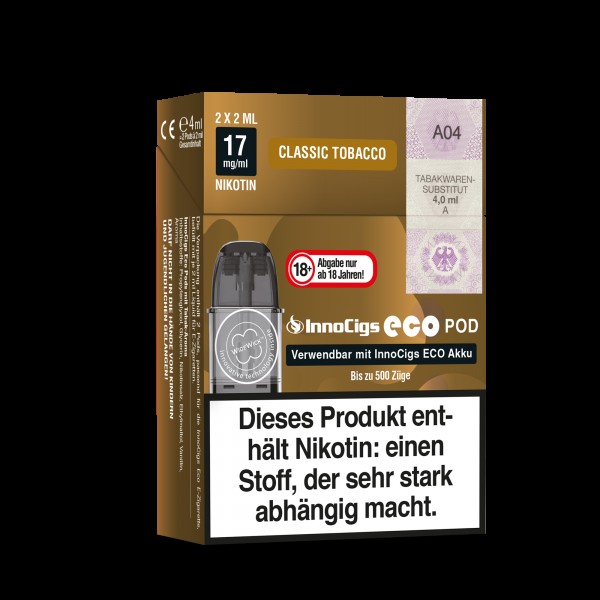 InnoCigs - Eco Pod Classic Tobacco 17mg/ml (2 Stückpro Packung)