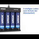 Xtar MC4S – kompaktes 4-Schacht Ladegerät für Li-Ion und Ni/MH Akkus