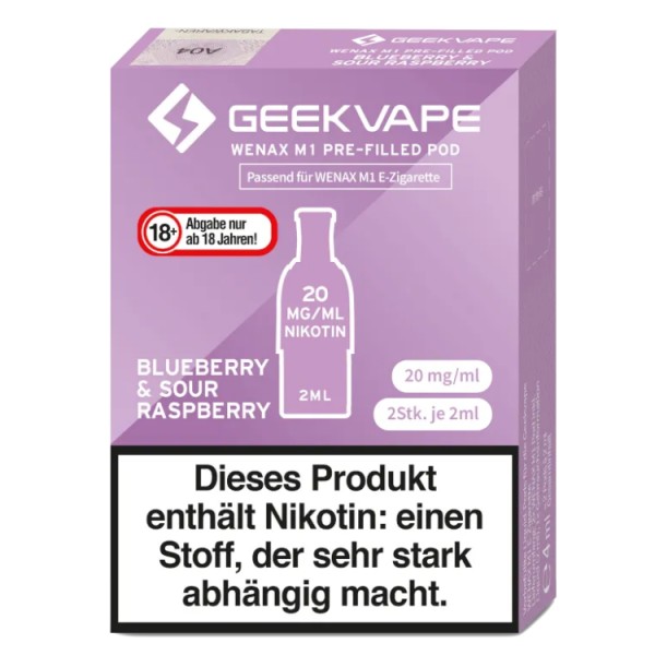 GeekVape - Wenax M1 Pod Blueberry&Sour Raspberry 20 mg/ml (2 Stück pro Packung)